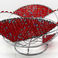 Red and Blue Glass Beaded Bowl, Beadwork by  Zimbabwe