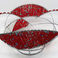 Red and Blue Glass Beaded Bowl, Beadwork by  Zimbabwe