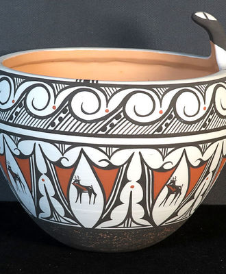 Polychrome Lizard Jar, Pottery by Priscilla Peynetsa