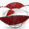 Red, Blue Glass Beaded Bowl with White Panels, Beadwork by  Zimbabwe