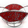 Red, Blue Glass Beaded Bowl with White Panels, Beadwork by  Zimbabwe