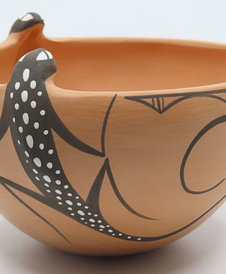 Three Lizard Jar, Pottery by Priscilla Peynetsa