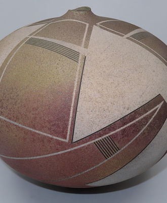 Globular Modernist Themed Jar, Pottery by Nick Bernard