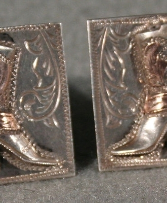 Silver & Gold Boot Cuff Links, Jewelry by  Mexican, unknown artisan