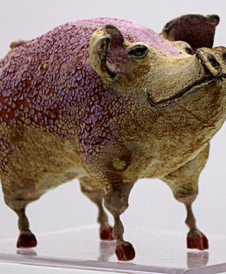 Proud Raku Pig !, Pottery by  Stefi