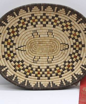 Coiled Oval Basketry Tray with Turtle Design, Baskets by   Hopi basket