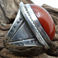 1930's  Ingot Silver Ring with Amber-Hued Phenolic Resin Cabochon, Jewelry by  Navajo