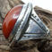 1930's  Ingot Silver Ring with Amber-Hued Phenolic Resin Cabochon, Jewelry by  Navajo