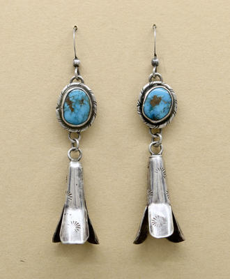 Articulated Squash Blossom Earrings, Jewelry by  Navajo
