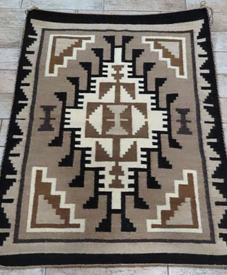 Traditional Two Grey Hills Navajo Weaving, Textiles by   Navajo weaver