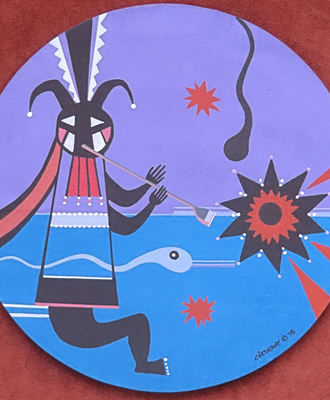 Flute Player with Tad Pole, Paintings by David Chethlahe Paladin