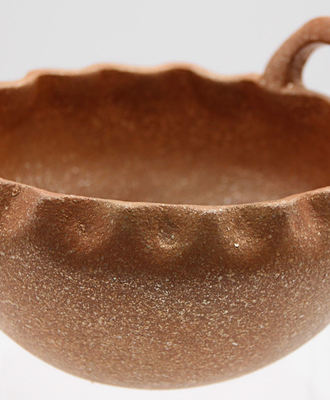 Micaceous Bowl with Single Handle and Scalloped Rim, Pottery by  Illegible