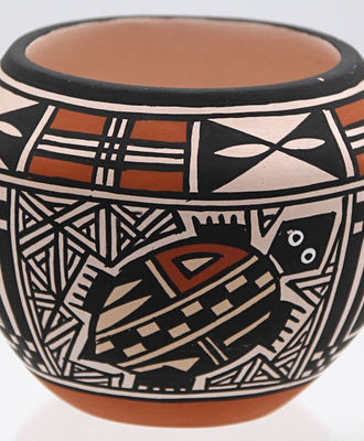Small Polychrome Jar with Turtle Designs, Pottery by Emil Chino