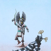 Owl Katsina with Koshare, Paintings by Bruce  Watchman