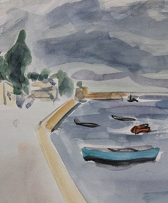 Coastal Town , Paintings by Shimshon Holzman