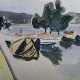 Beached Skiff, Paintings by Shimshon Holzman