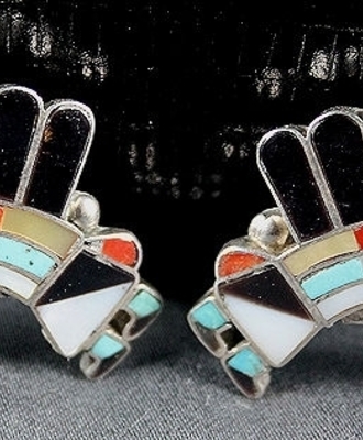 Rainbow Man Pendant Earrings, Jewelry by Quinton & Margie Quam