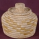 Bleached & Natural Closed Coil Lidded Basketry Jar, Baskets by Tohono O'odham