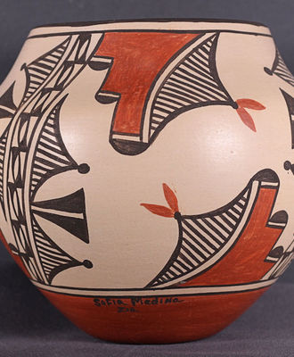 Zia Polychrome Pottery Olla, Pottery by Sofia Medina