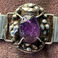 Seven Panel Sterling Floral Bracelet - 8 Amethyst Cabochons, Jewelry by Jose Anton