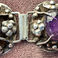 Seven Panel Sterling Floral Bracelet - 8 Amethyst Cabochons, Jewelry by Jose Anton