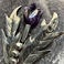 Large Lapel Pin, Sterling Silver & Carved Amethyst, Jewelry by  Taxco 