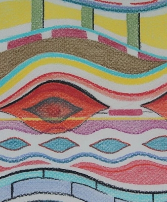 Multi-Colored Curvilinear Shapes Untitled, Drawings by Jeanette Katoney