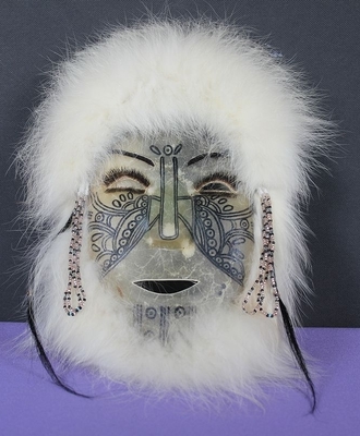 Elegant Caribou Skin Mask with Seal Eye Lashes, Masks by Dora   Buchea