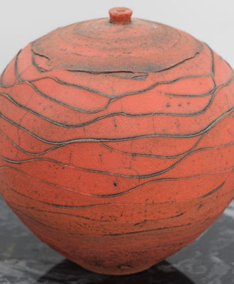 Spherical Orange Statement in Clay, Pottery by Nick Bernard