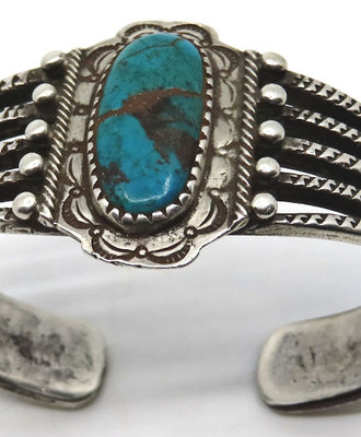 Silver Ingot Quintuple Split Shank Cuff Attributed to Fred Peshlakai, Jewelry by Fred Peshlakai