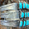 1930's 3 Row Ingot Silver Cuff with Fox Turquoise, Jewelry by  Zuni