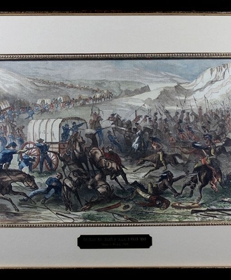 Indian War - Indians Attacking a Wagon Train, Prints by  Harper's Weekly