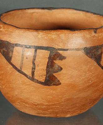 Black on Red Pottery Bowl, Pottery by Tohono O'Odham