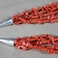 Five Strands of Natural Orange Red Coral, Jewelry by  Navajo