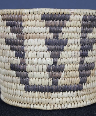 Cylindrical Coiled Martynia & Yucca Basket, Baskets by Tohono O'odham
