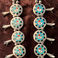 Sterling silver squash blossom necklace with multi-stone sunface inlay, Jewelry by Frank  Vacit