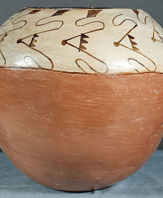 Two Tone Pottery Jar with Mesquite Sap Design, Pottery by Vesta Bread