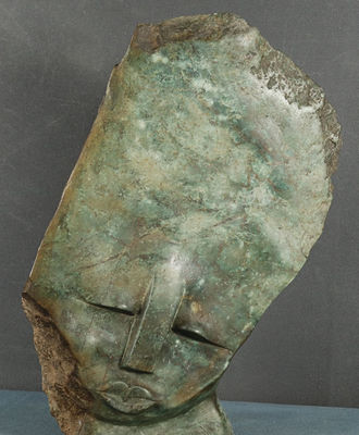 Wide Serpentine Face, Sculpture by Victor Fire