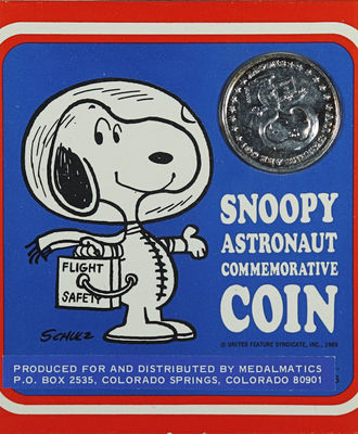 Snoopy Astronaut Commemorative Coin on Card by Charles Schulz