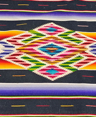 Vibrant Saltillo Textile 1940's, Textiles by Artist Unknown