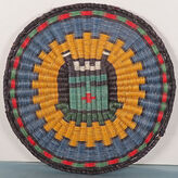 Vibrant 8 1/4" Basketry Plaque, Baskets by Tewa Hopi -