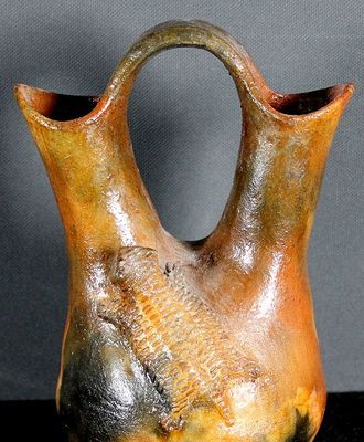 Perky Horny Toad Wedding Vase , Pottery by Betty Manygoats