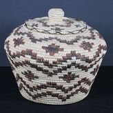 Polychrome Lidded Coiled Basketry Jar, Baskets by Lonita Cruz