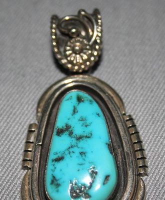Kingman Turquoise Pendant , Jewelry by  Navajo