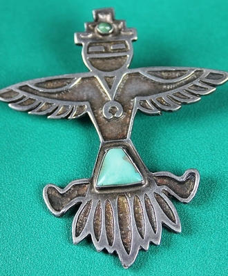 Knifewing Overlay Silver Pin, Jewelry by  Navajo