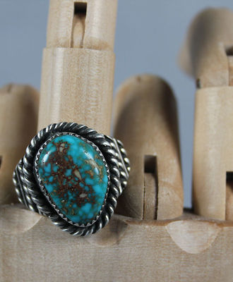 Ovoid Nevada Natural Turquoise Ring, Jewelry by  Navajo