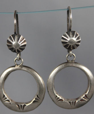 Navajo Button Wire Earrings with Hoop Drops, Jewelry by  Navajo