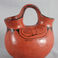 Double Spouted Black on Red Jar with Spiral Eyes, Pottery by Grace  Monahan