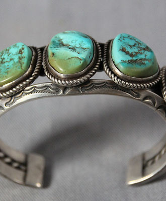 5 Stone Royston Turquoise Cuff, Jewelry by  Navajo