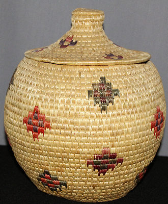 Hooper Bay Alaskan Lidded Basket, Baskets by  Yup'ik Eskimo